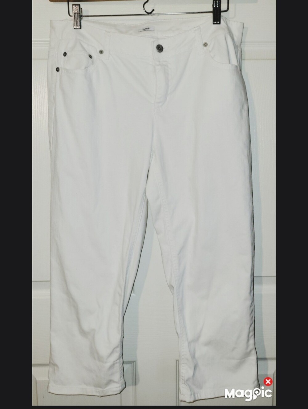 Liz & Co White Denim Cropped Jeans Size 8 Cotton Spandex Blend